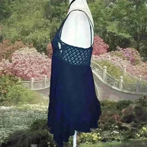 Y2k 90s Navy Blue Free People Fairy Mini Dress Size Small - Picture 4 of 9